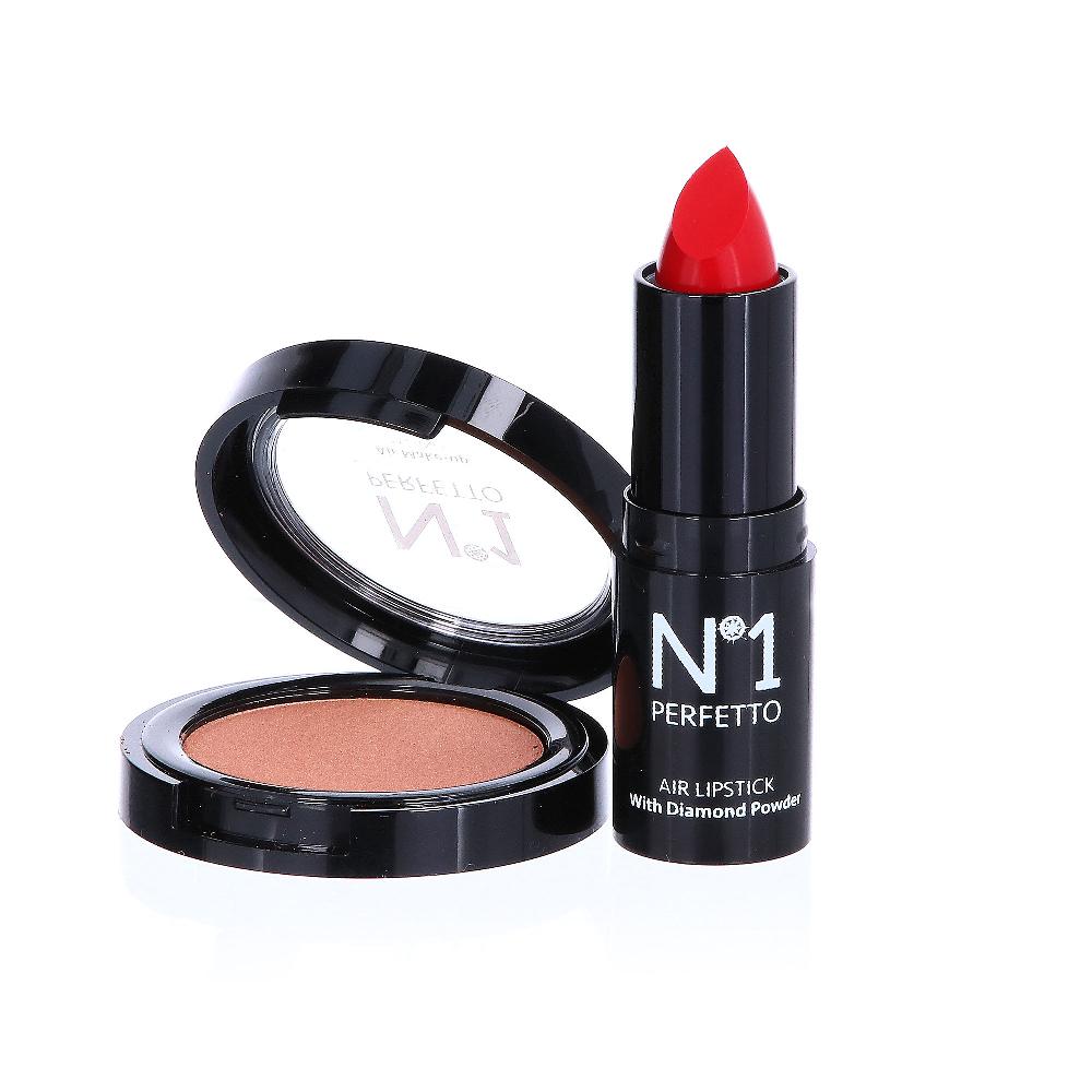 QVC N°1 Perfetto Rossetto rosso con collagene ombretto con oro 24K e bag