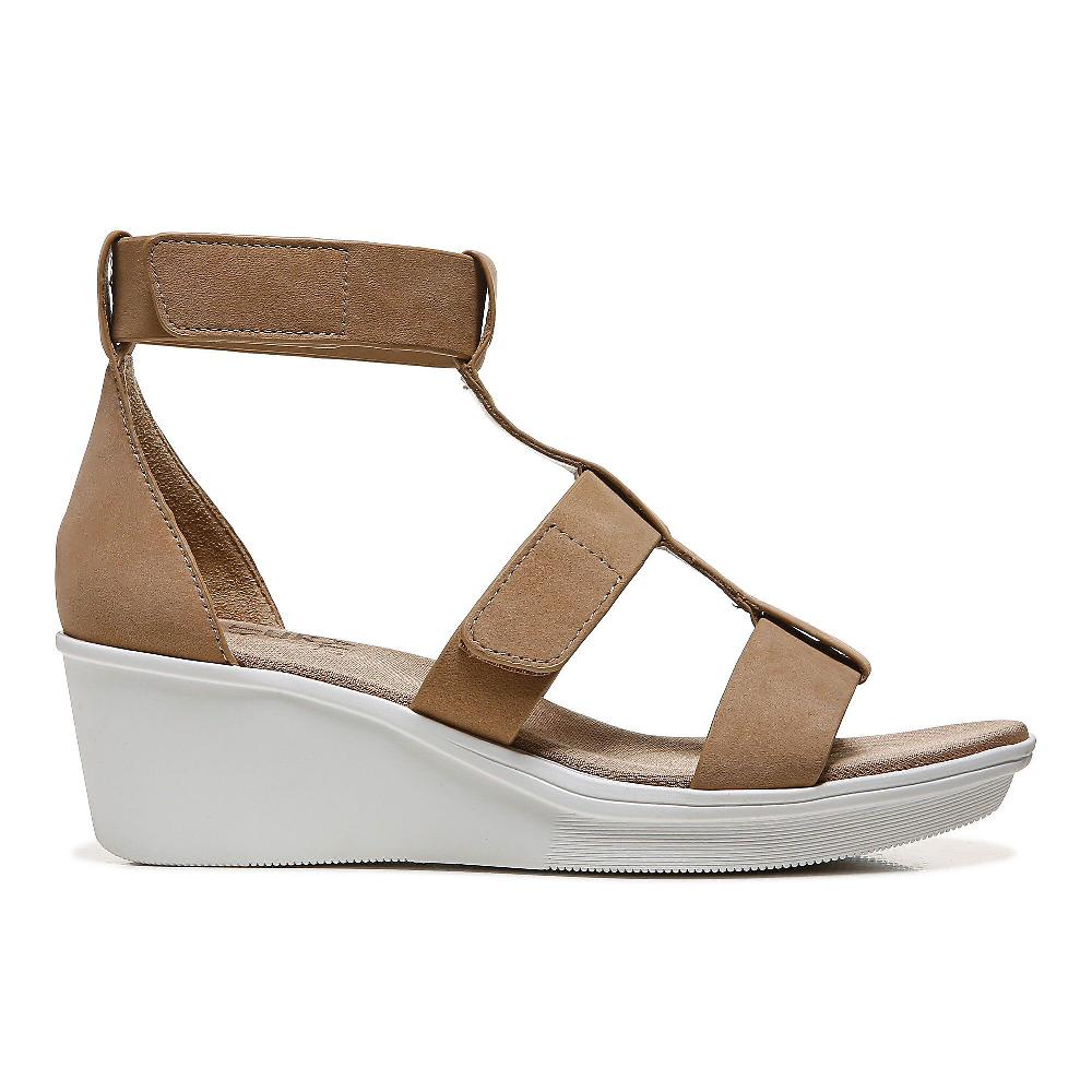 QVC Naturalizer Sandalo in pelle a T Chiusura con Velcro Soletta Contour+ Zeppa 5 5 cm
