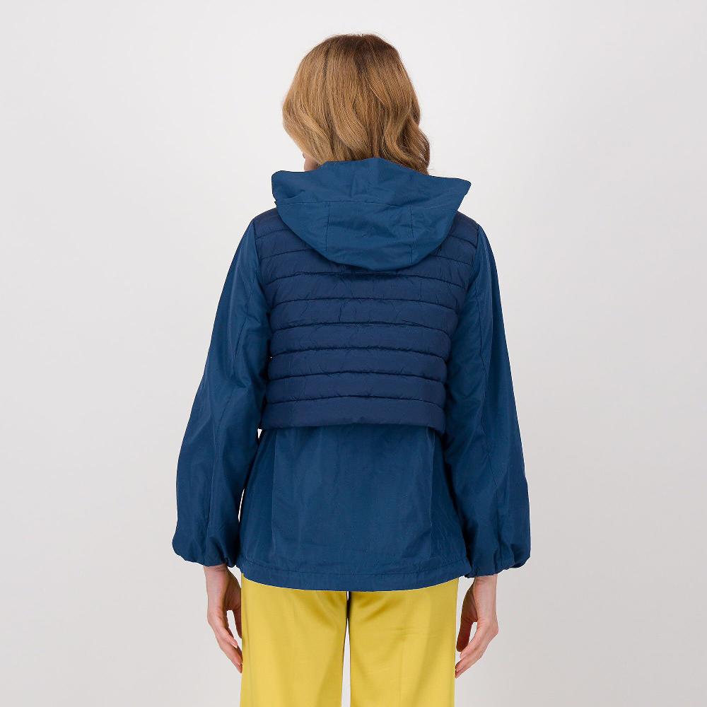 QVC Neropale Giacca Con Cappuccio Effetto Doppio Con Tessuto Nylon E Tessuto Trapuntato
