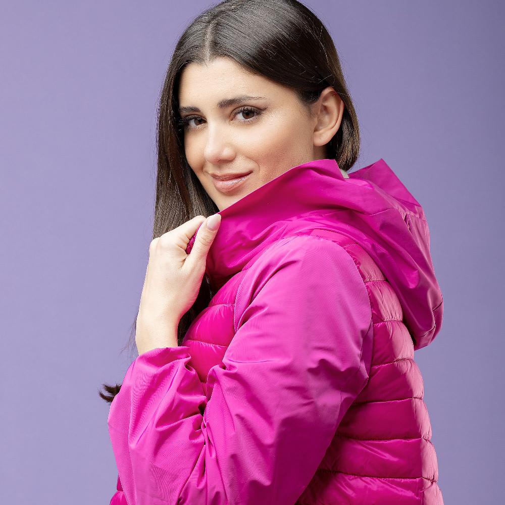 QVC Neropale Giacca Con Cappuccio Effetto Doppio Con Tessuto Nylon E Tessuto Trapuntato