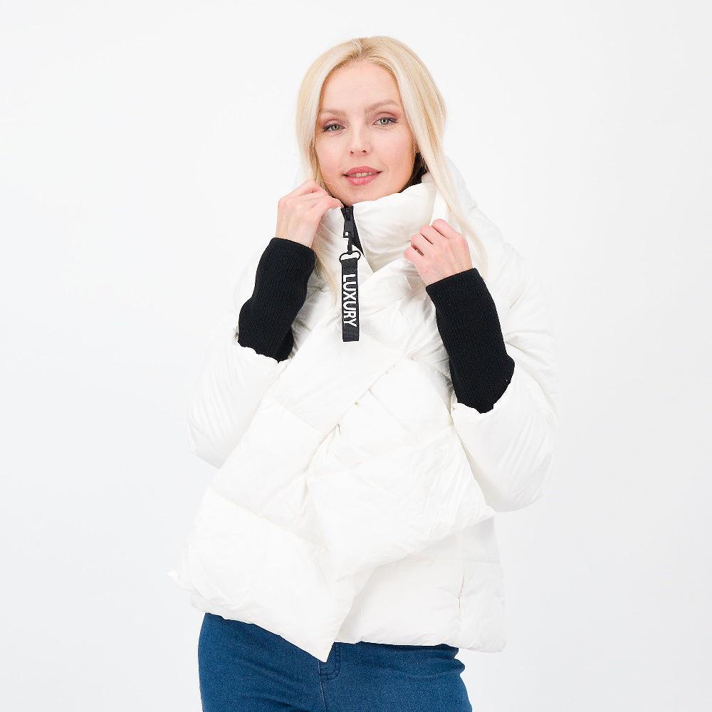 QVC Neropale Piumino corto con sciarpone polsi in maglia