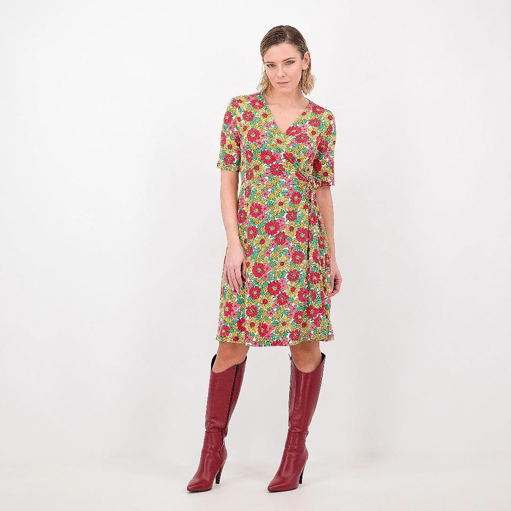 QVC Nina Leonard Abito a portafoglio con maniche corte