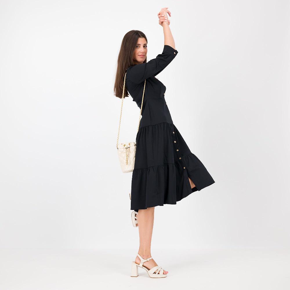 QVC Nina Leonard Abito Chemisier In Tessuto Elasticizzato