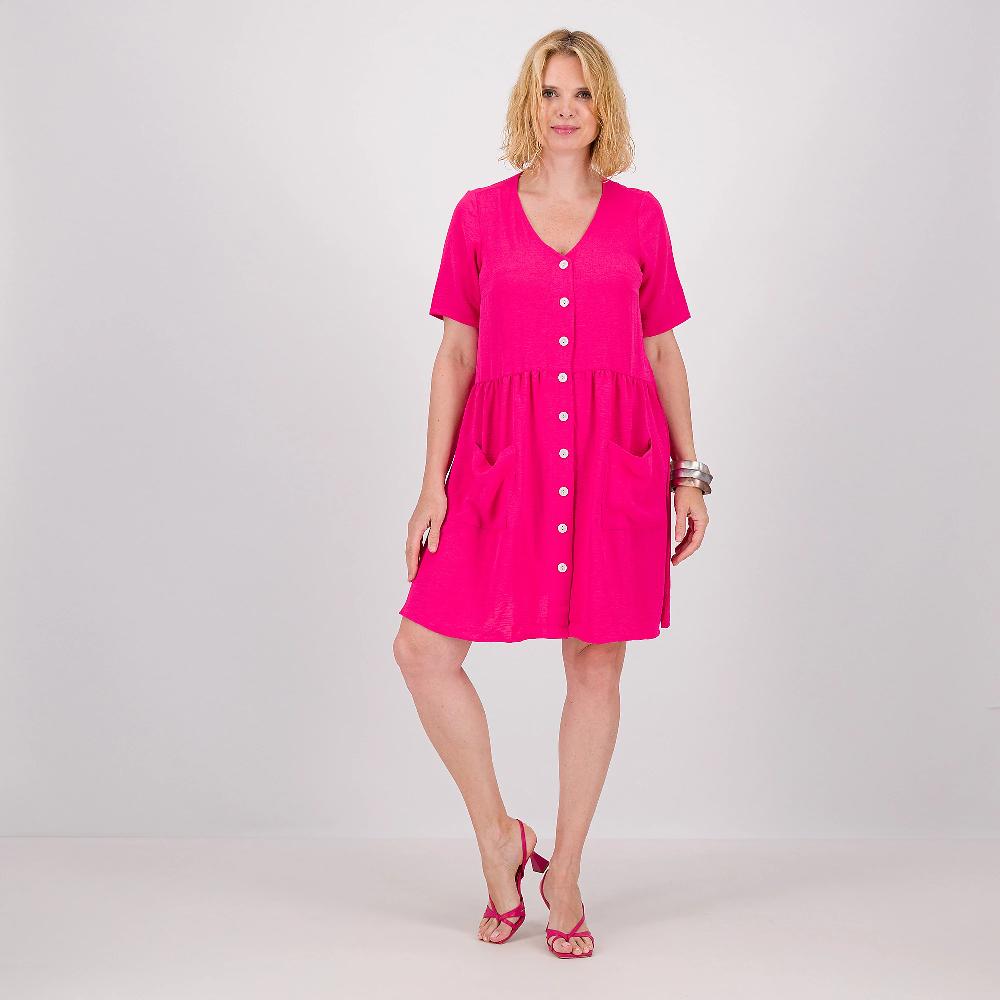 QVC Nina Leonard Abito corto chemisier con scollo a V