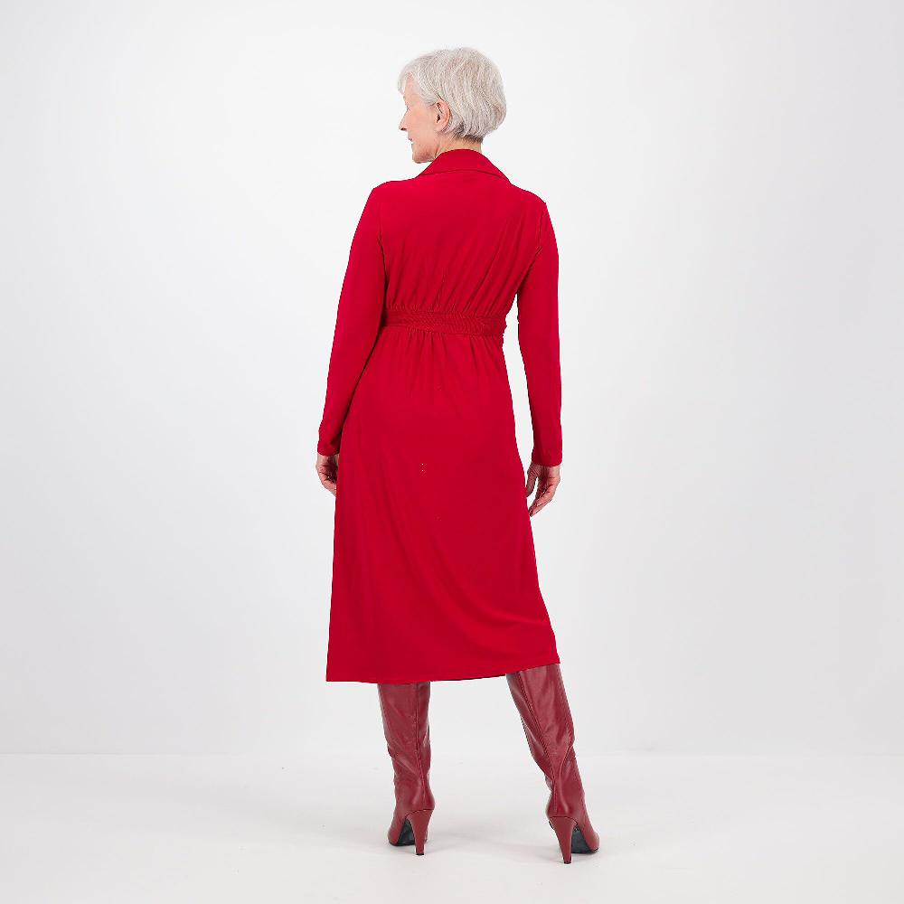 QVC Nina Leonard Abito Lungo In Jersey Con Colletto E Drappeggio