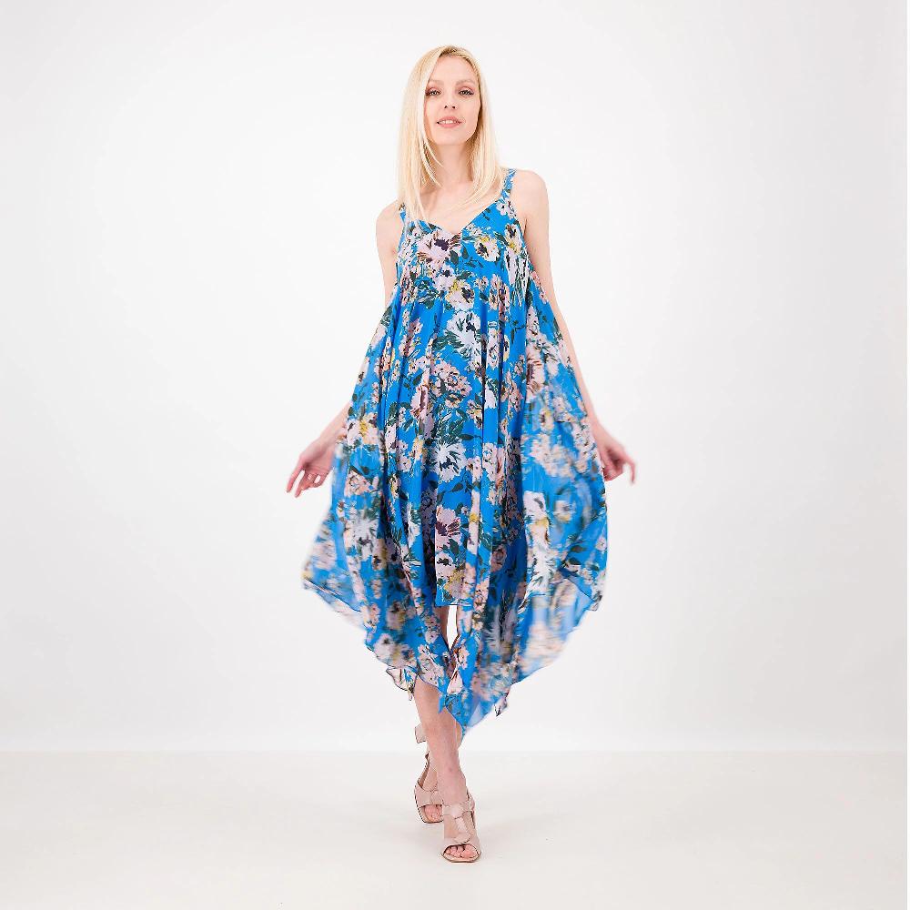 QVC Nina Leonard Abito Lungo Smanicato In Chiffon Fantasia