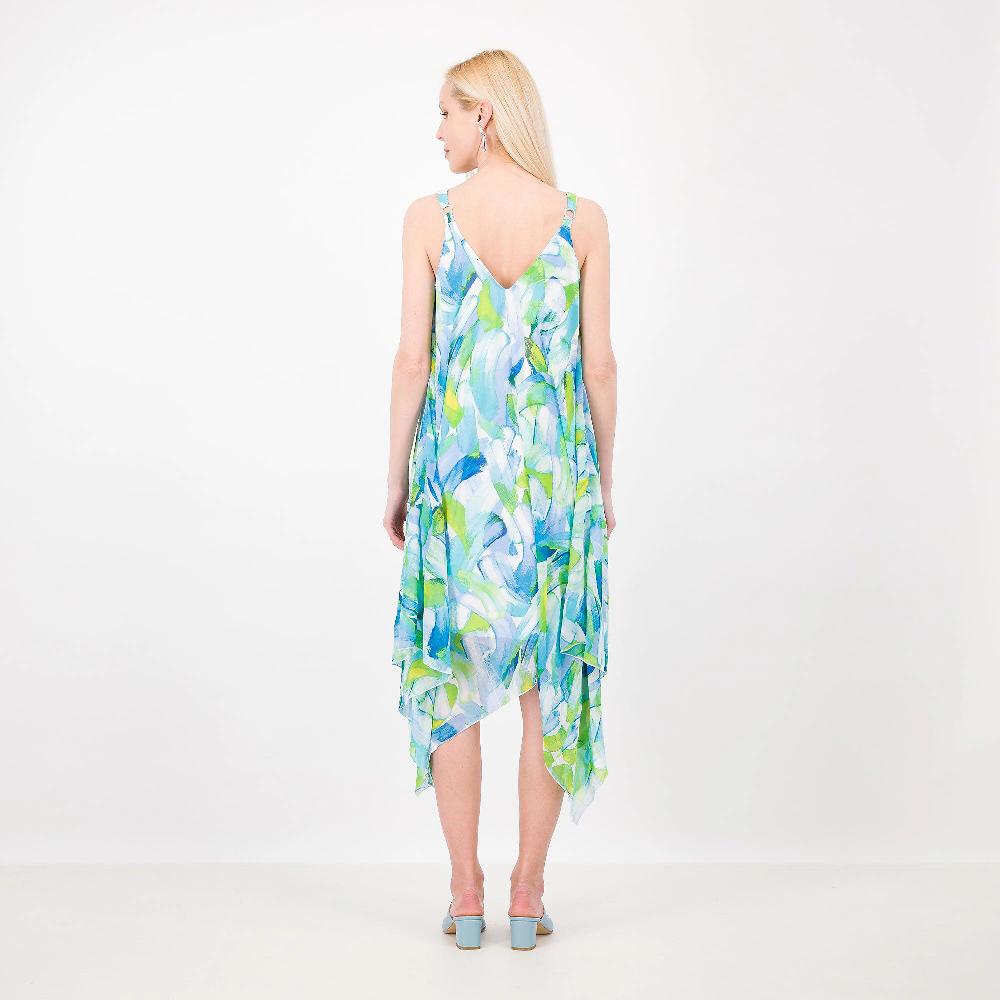 QVC Nina Leonard Abito Lungo Smanicato In Chiffon Fantasia
