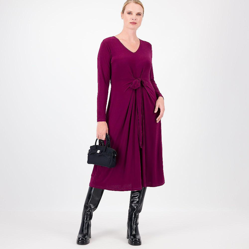 QVC Nina Leonard Abito Midi In Jersey Opaco Stretch