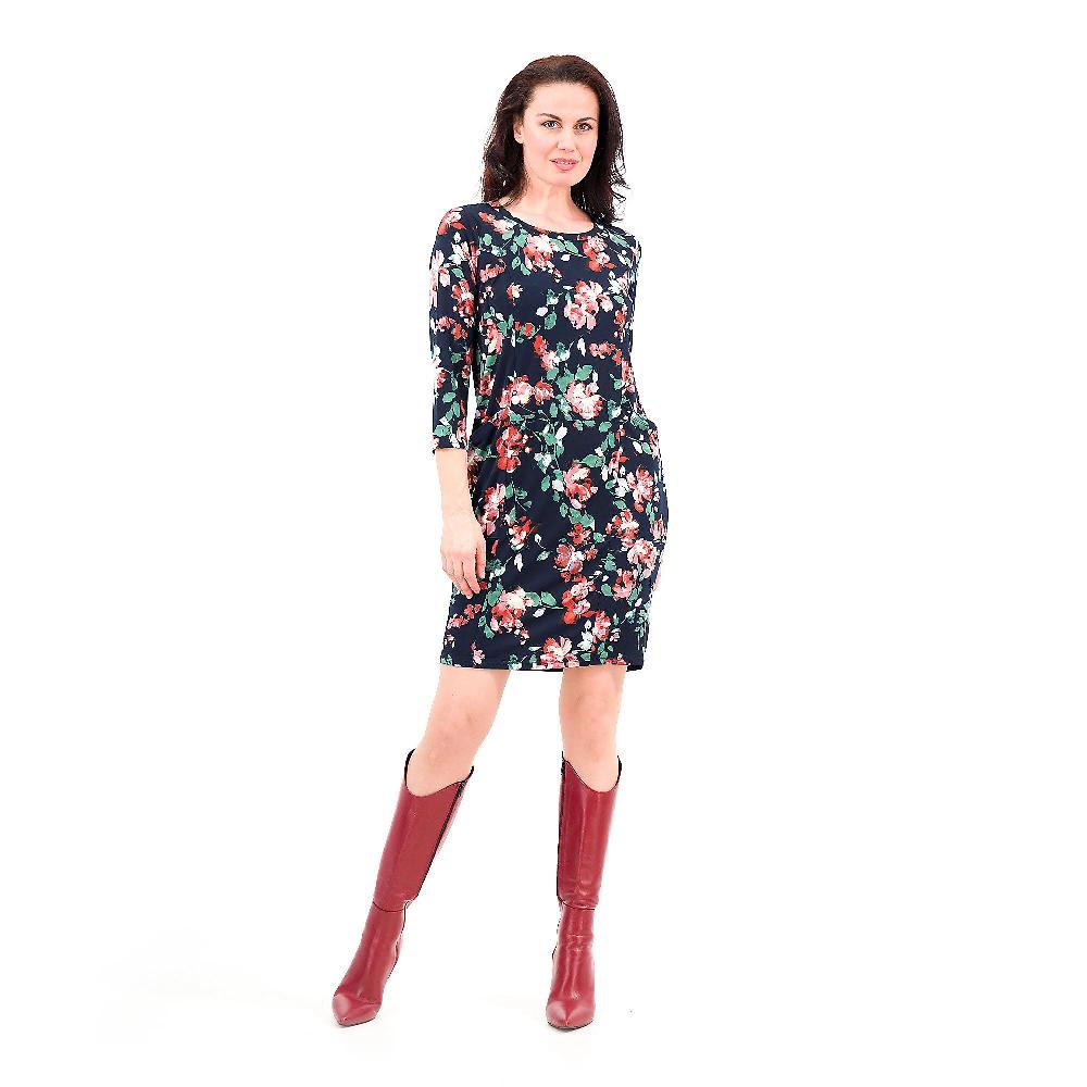 QVC Nina Leonard Abito midì Linea a uovo Scollo tondo Manica a 3/4