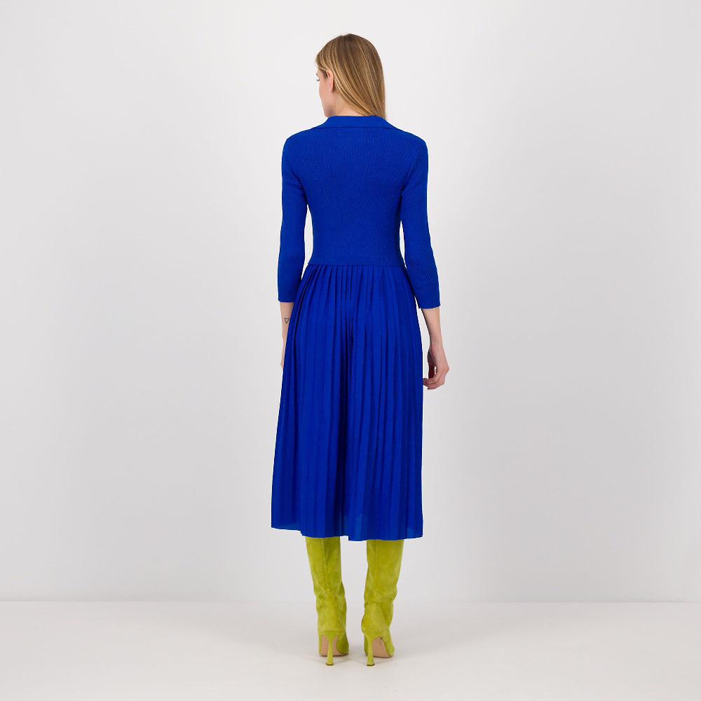 QVC Nina Leonard Abito Midi Scollato A V Con Gonna Plissé