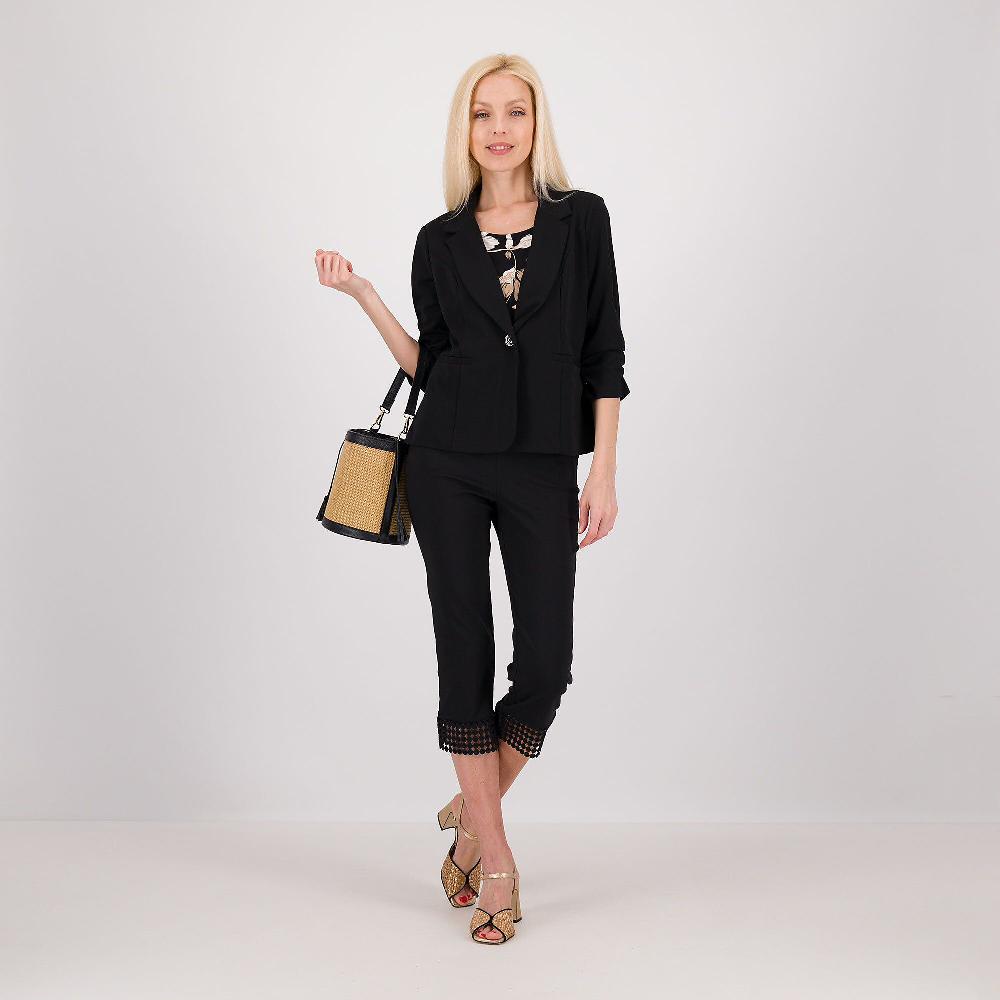 QVC Nina Leonard Blazer Cropped In Tessuto Crêpe E Maniche 3/4