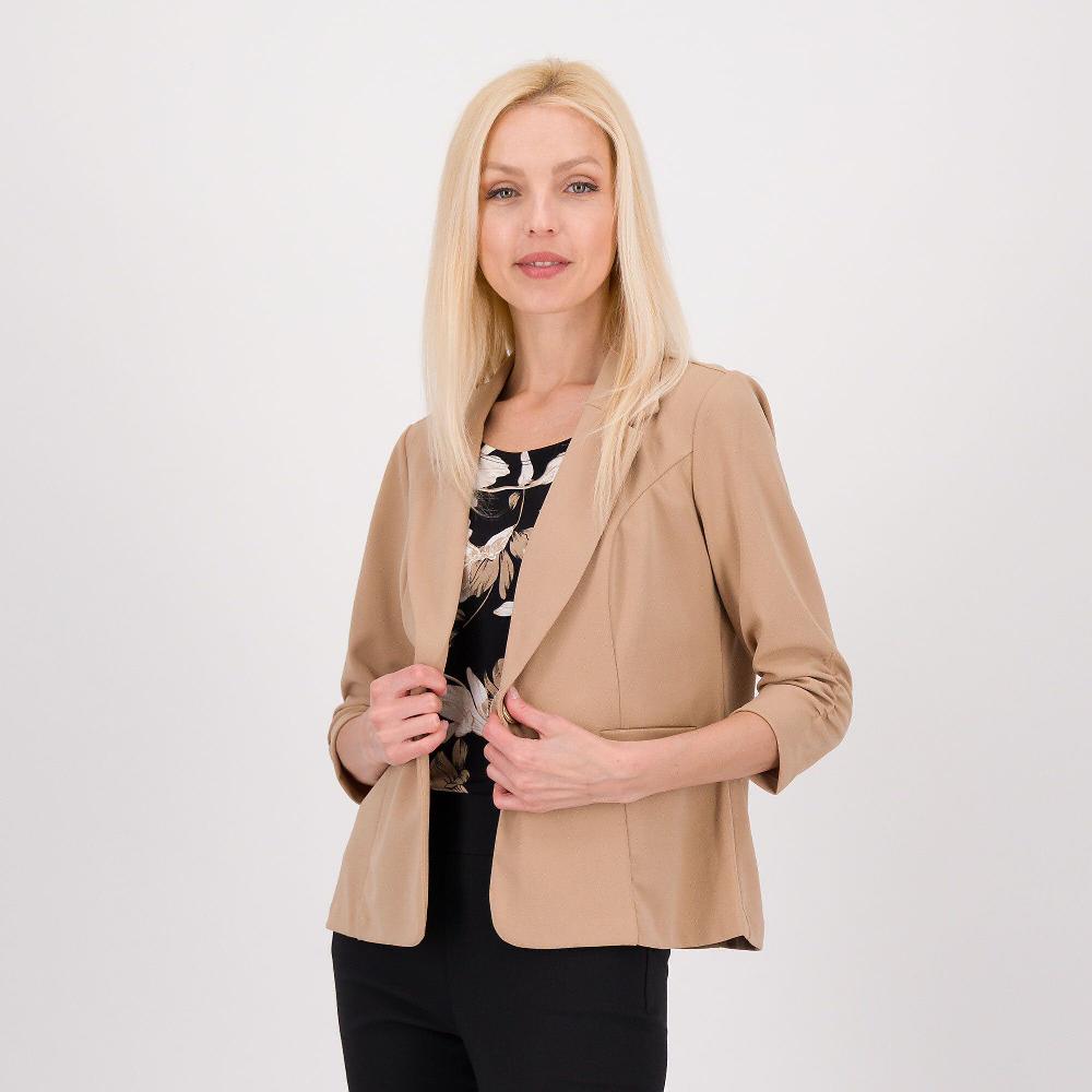 QVC Nina Leonard Blazer cropped in tessuto crêpe e maniche 3/4