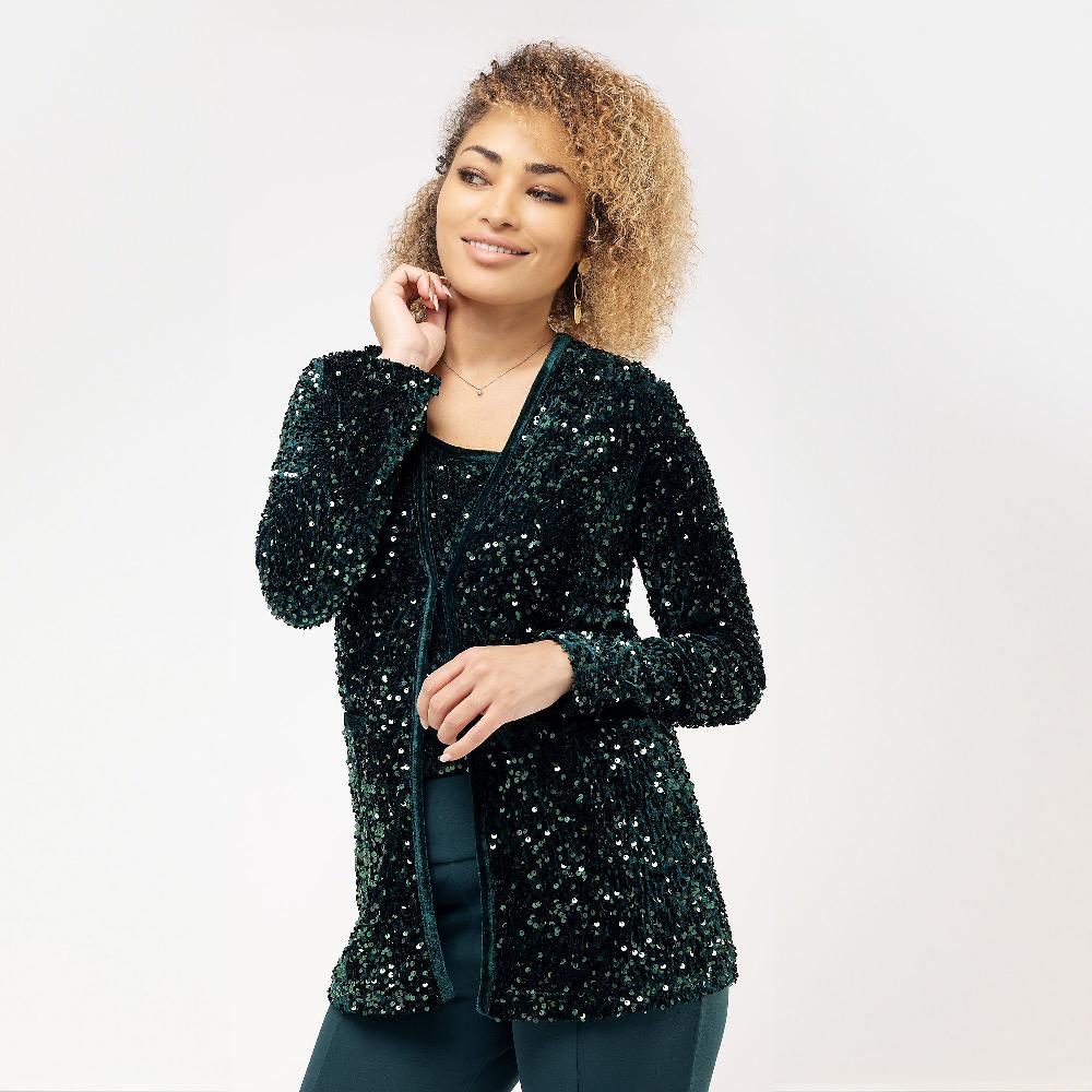 QVC Nina Leonard Blazer In Paillettes Profili In Velluto