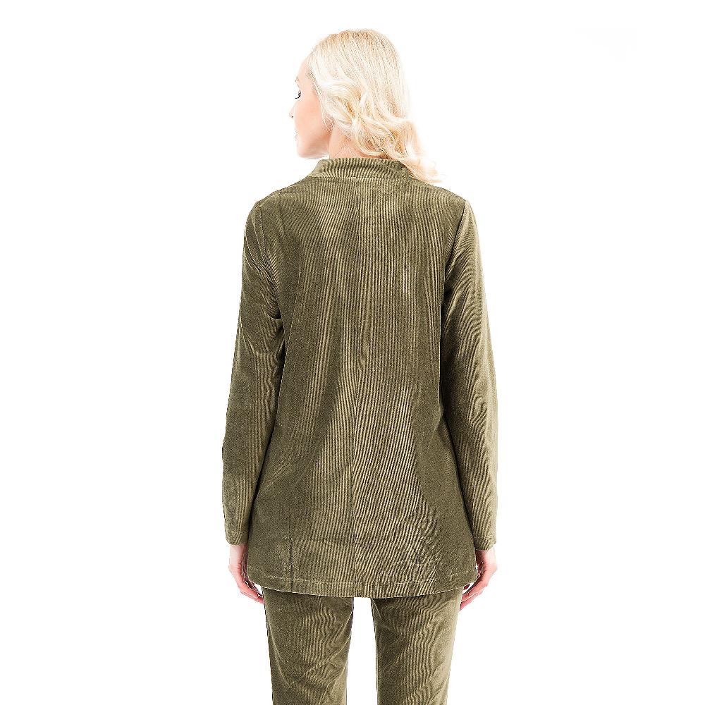QVC Nina Leonard Blazer In Velluto 2000 Righe Stretch Con Bottone