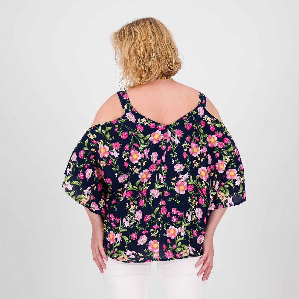 QVC Nina Leonard Blusa A Poncho In Georgette Doppiata