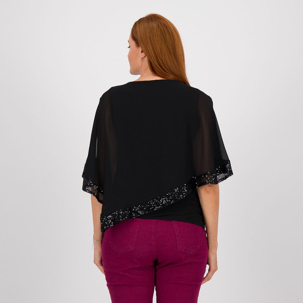QVC Nina Leonard Blusa Con Pannello In Chiffon E Paillettes
