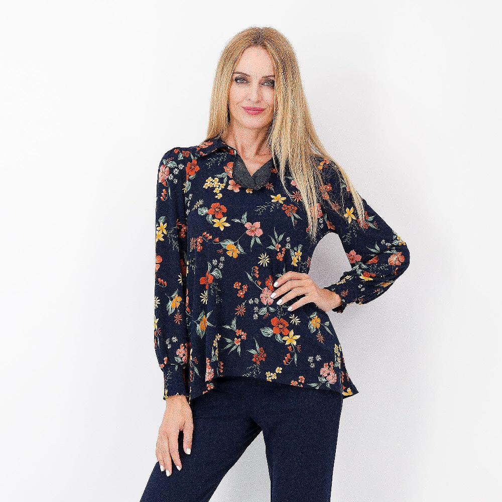 QVC Nina Leonard Blusa fantasia collo a polo manica balloon