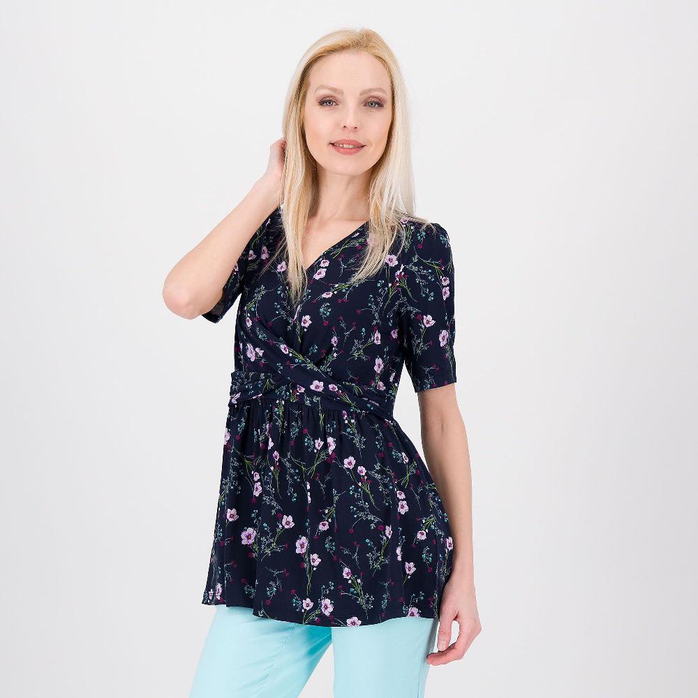 QVC Nina Leonard Blusa Fantasia Con Incrocio E Maniche Al Gomito