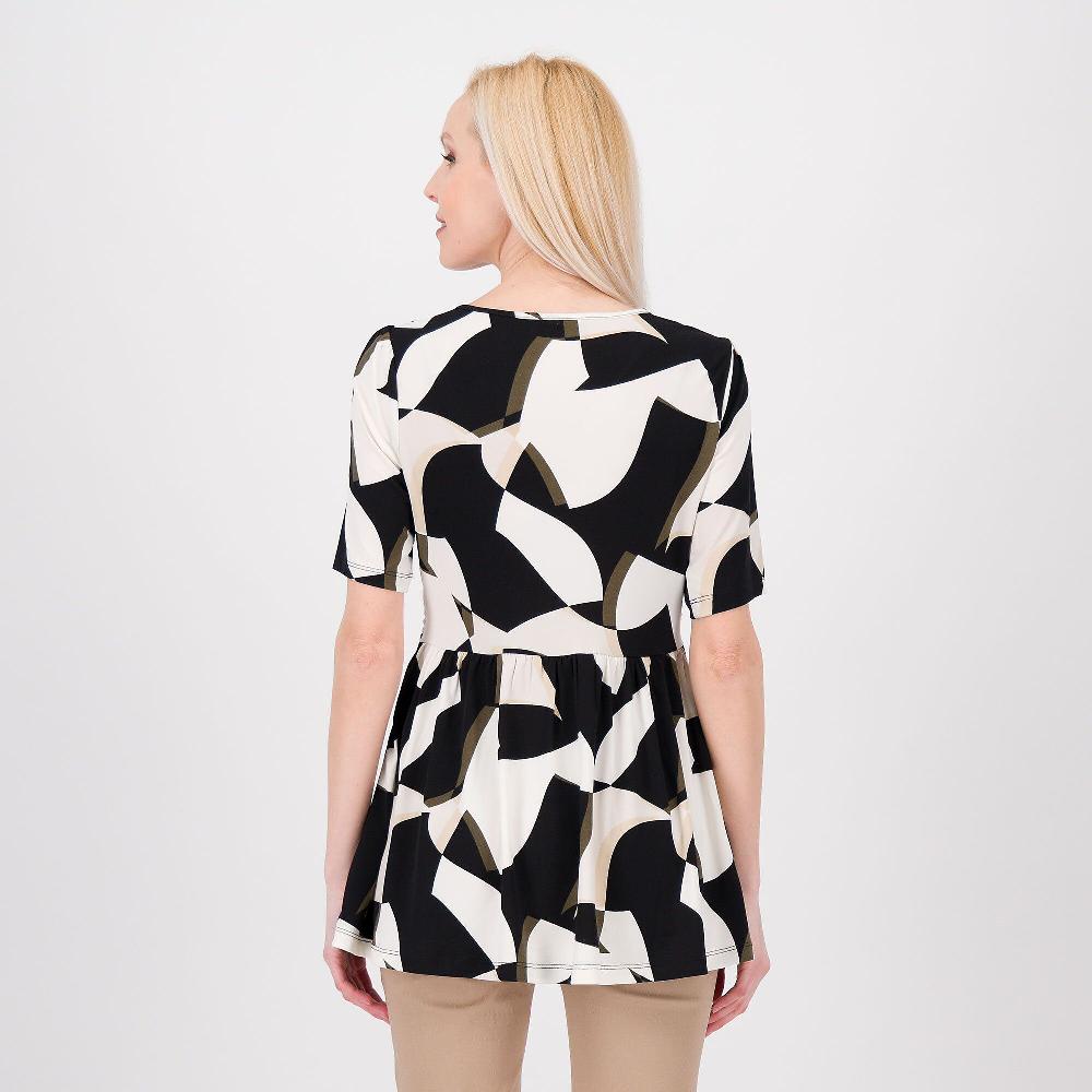 QVC Nina Leonard Blusa Fantasia Con Incrocio E Maniche Al Gomito