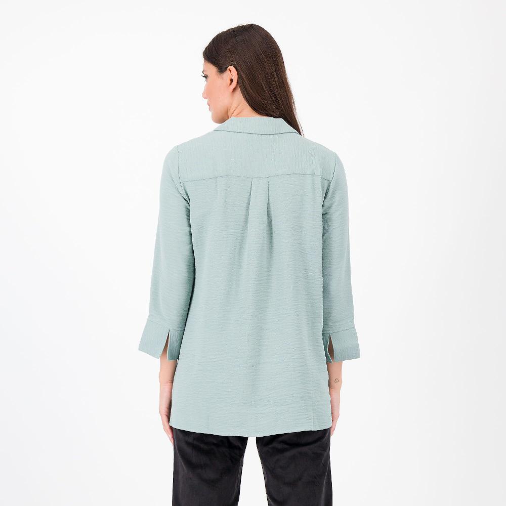 QVC Nina Leonard Blusa In Tessuto Lavorato Con Collo A Camicia
