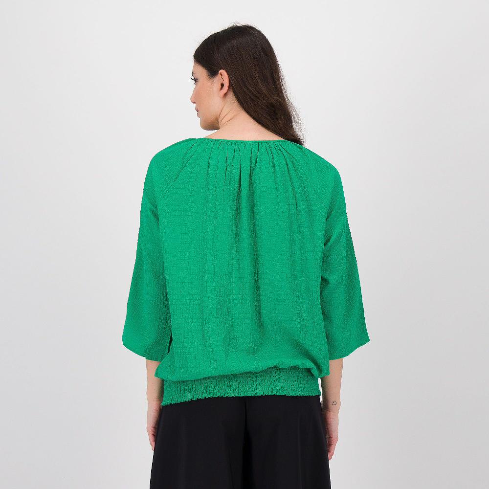 QVC Nina Leonard Blusa In Tessuto Smock Con Maniche 3/4