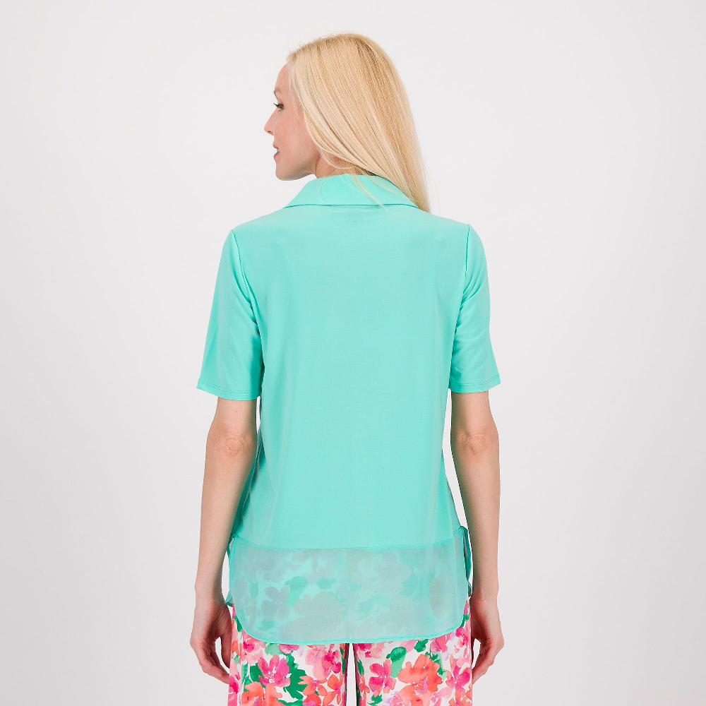 QVC Nina Leonard Camicia A Maniche Corte In Jersey Elasticizzato