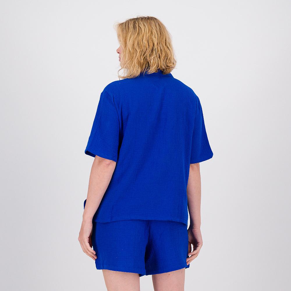 QVC Nina Leonard Camicia In Tela Di Puro Cotone Matelassé Con Maniche Corte