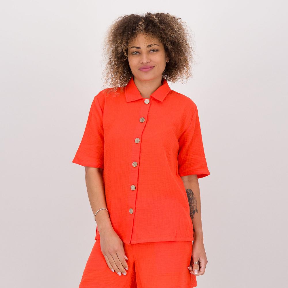 QVC Nina Leonard Camicia in tela di puro cotone matelassé con maniche corte
