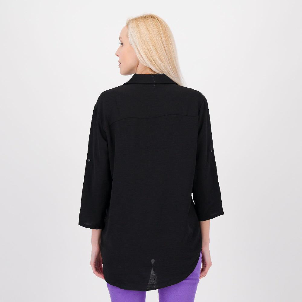 QVC Nina Leonard Camicia Over In Tessuto Crespo Fermo