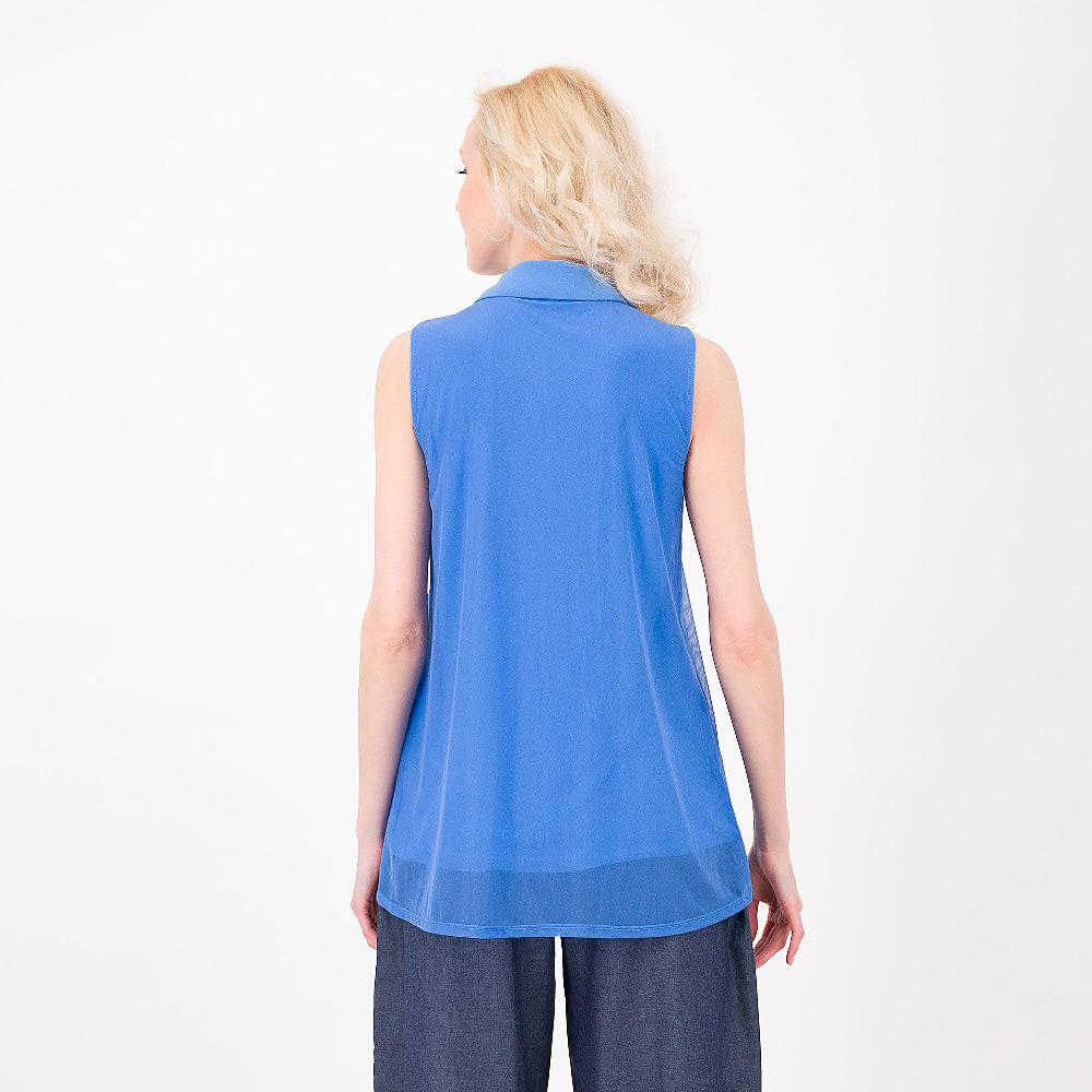 QVC Nina Leonard Camicia Smanicata In Jersey Doppiato Con Tulle