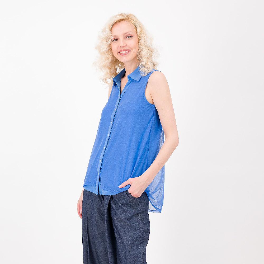 QVC Nina Leonard Camicia smanicata in jersey doppiato con tulle