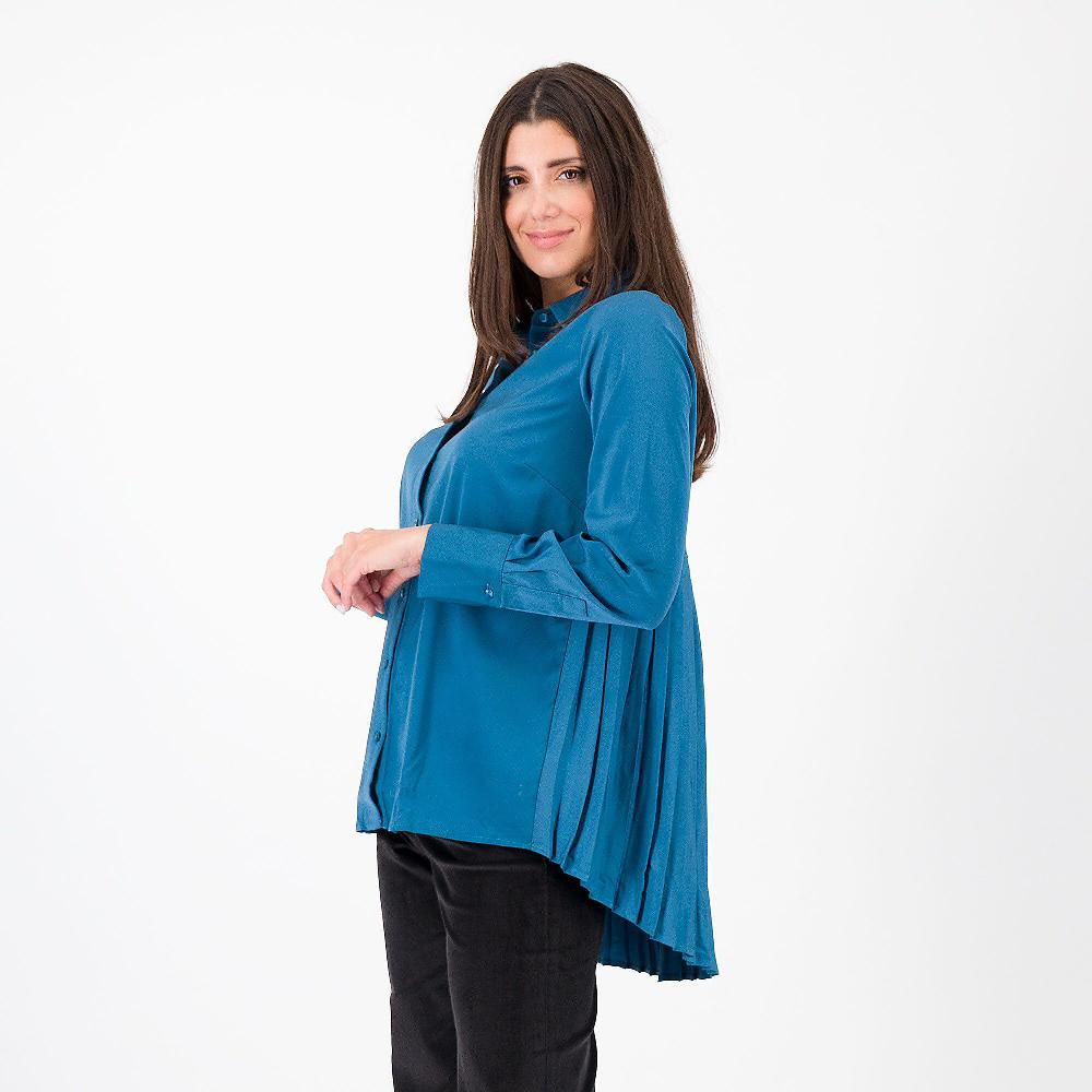 QVC Nina Leonard Camicia tinta unita in raso stretch