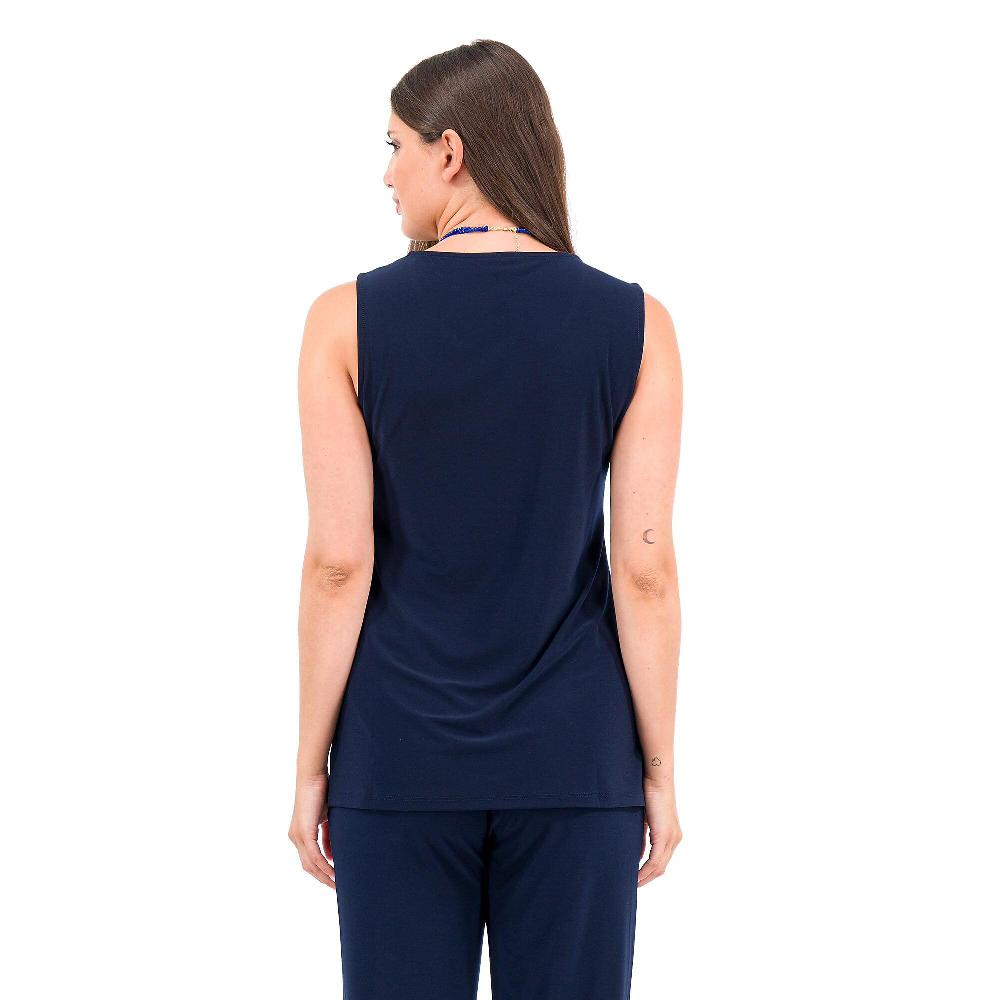 QVC Nina Leonard Canotta Tinta Unita In Jersey Stretch
