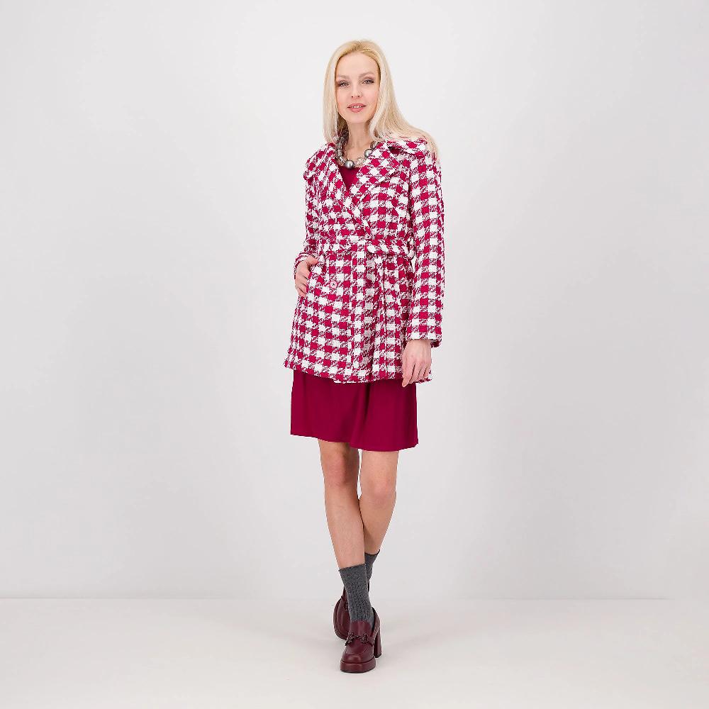 QVC Nina Leonard Cappotto Doppiopetto Pied De Poul Con Cintura