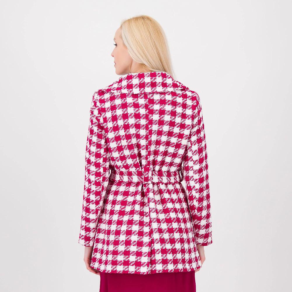 QVC Nina Leonard Cappotto Doppiopetto Pied De Poul Con Cintura