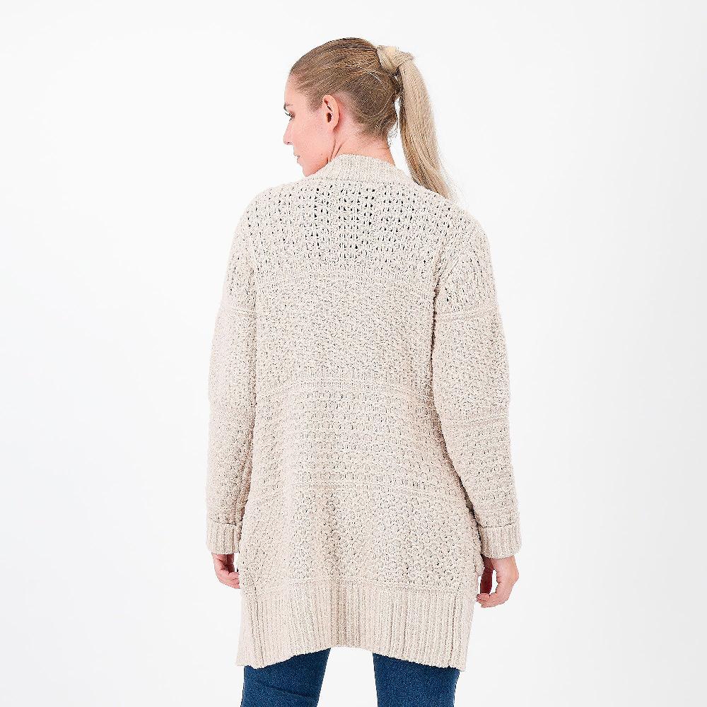 QVC Nina Leonard Cardigan In Ciniglia Con Bordi A Coste
