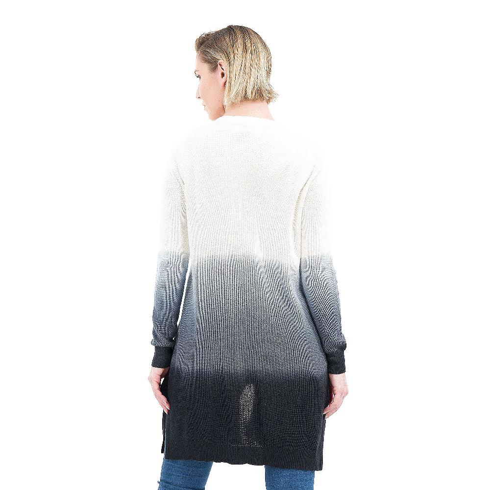 QVC Nina Leonard Cardigan In Maglia Di Cotone E Viscosa Colorazione Degradè Manica Lunga
