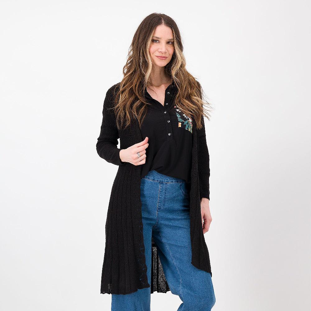 QVC Nina Leonard Cardigan in maglia lavorata a coste taglia petit