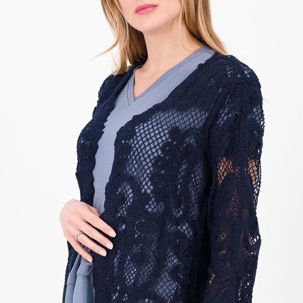 QVC Nina Leonard Cardigan In Pizzo Crochet Con Manica 3/4
