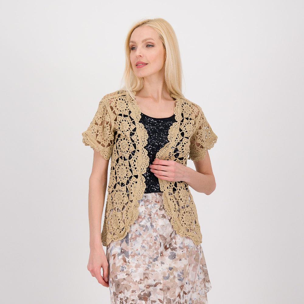 QVC Nina Leonard Cardigan in pizzo crochet fantasia fiori