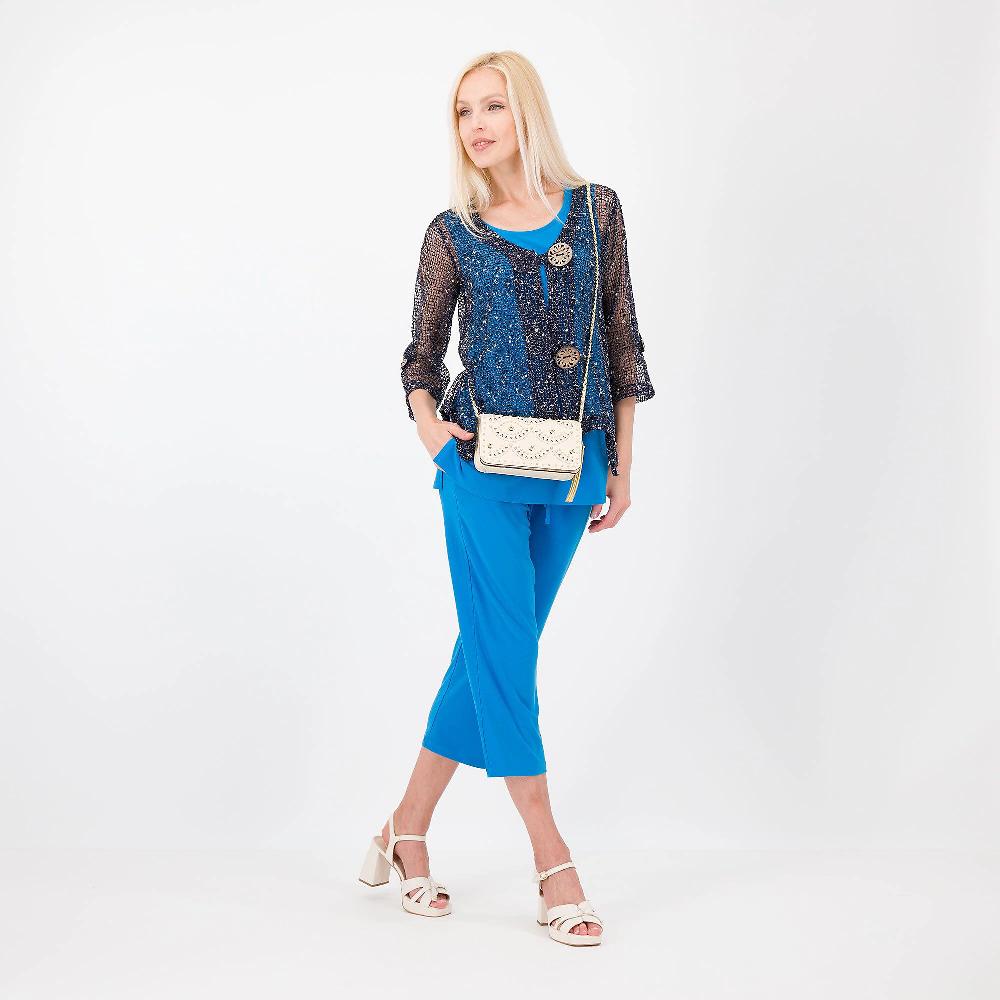 QVC Nina Leonard Cardigan In Rete Con Bottoni In Cocco E Maniche 3/4