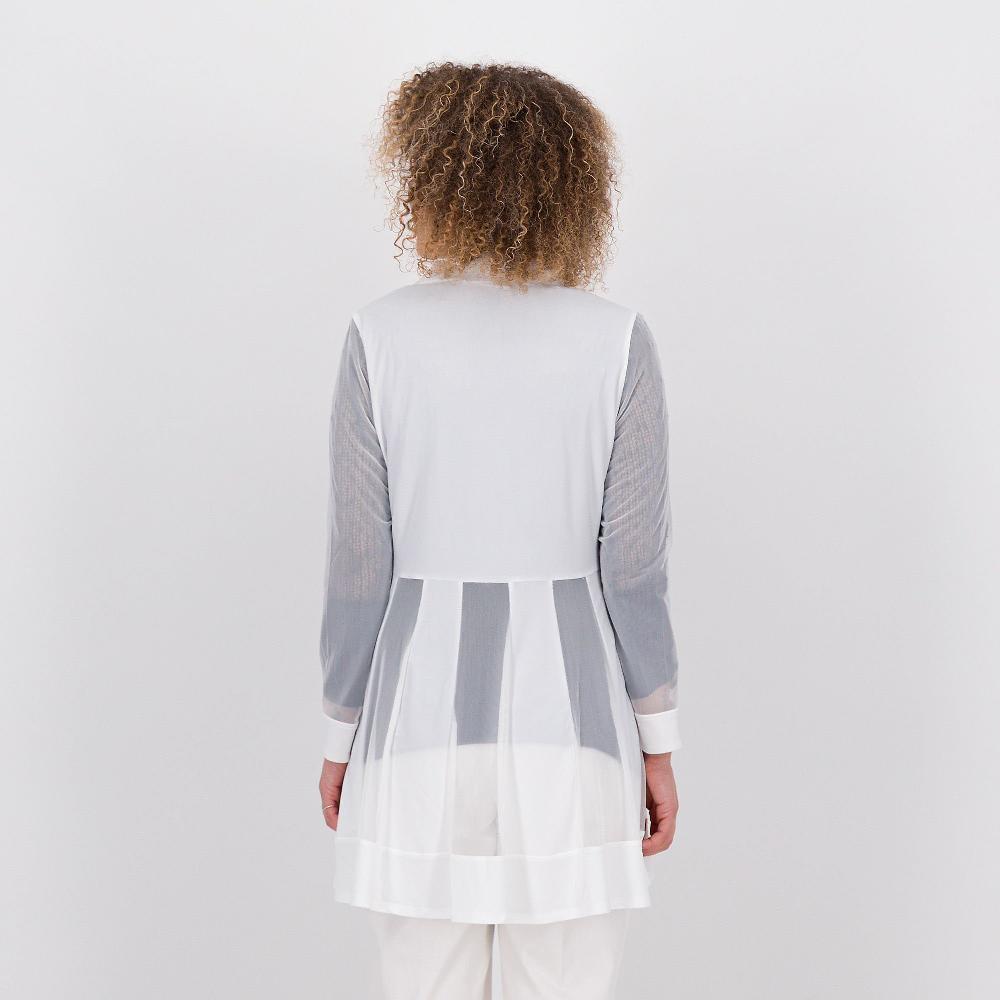 QVC Nina Leonard Cardigan Lungo In Jersey Con Inserti In Tulle