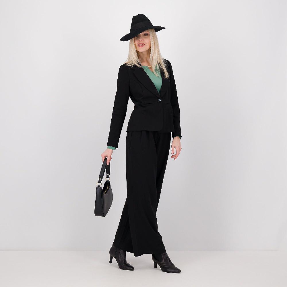 QVC Nina Leonard Giacca In Crèpe Stretch Linea A Peplo Collo Con Rever