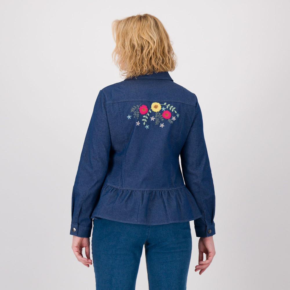QVC Nina Leonard Giacca In Twill Misto Cotone Con Rouche Al Fondo