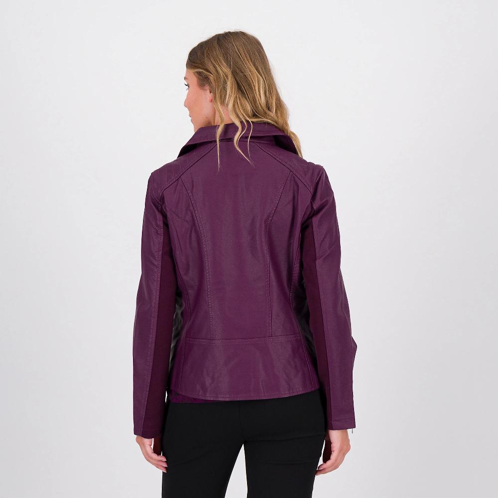 QVC Nina Leonard Giacca Motociclista In Tessuto Spalmato Manica Con Inserto In Maglia Stretch
