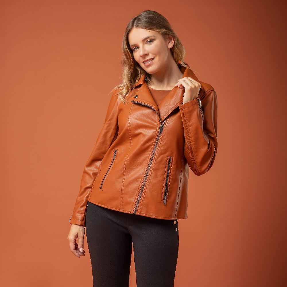 QVC Nina Leonard Giacca Motociclista In Tessuto Spalmato Manica Con Inserto In Maglia Stretch