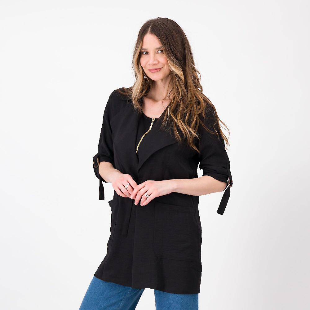 QVC Nina Leonard Giacca sahariana con ampio collo rever