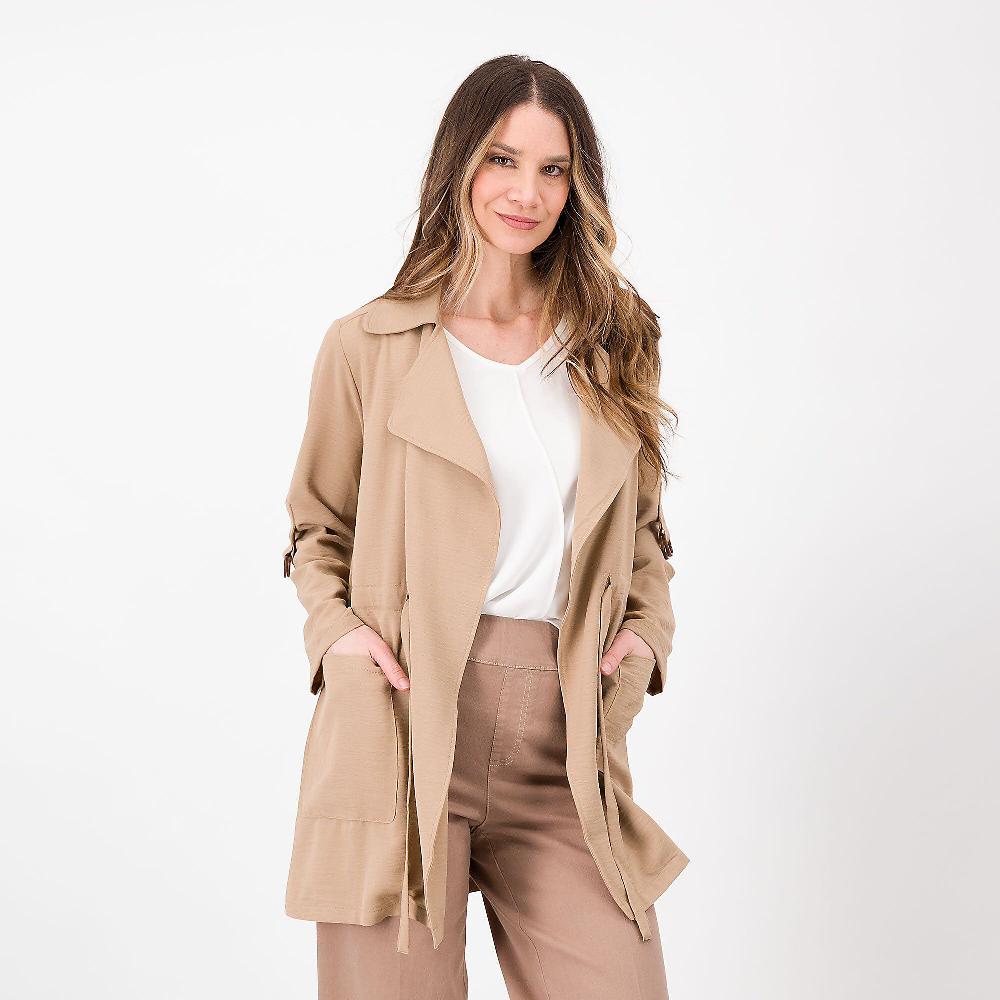 QVC Nina Leonard Giacca sahariana con ampio collo rever