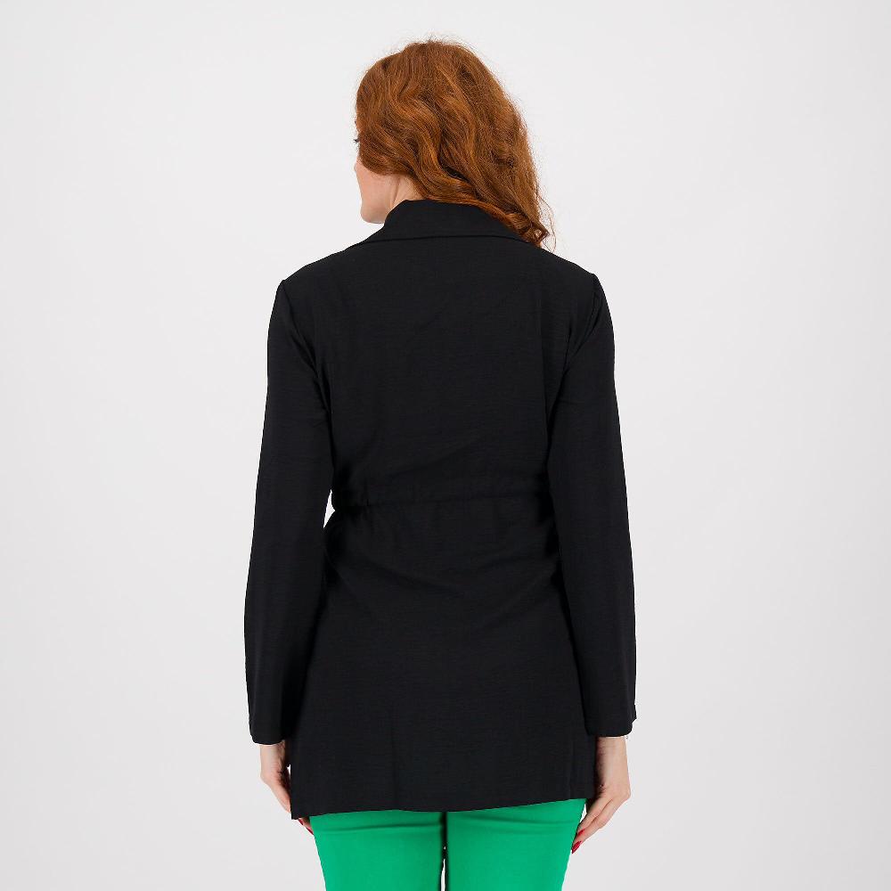 QVC Nina Leonard Giacca Sahariana In Tessuto Crêpe Collo Ampio Con Rever Tasche Applicate