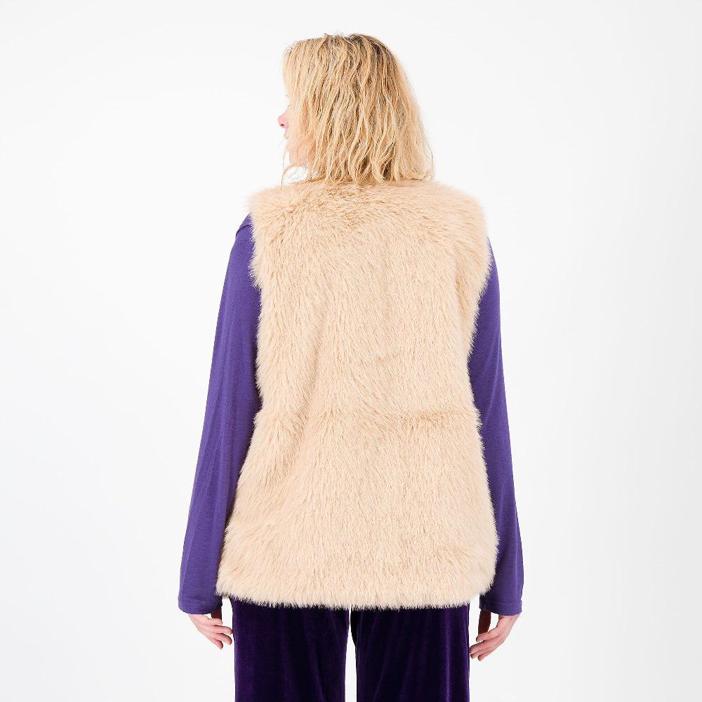 QVC Nina Leonard Gilet In Pelo Sintetico Con Tasche